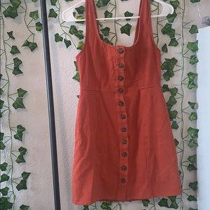 Burnt orange, button up dress.